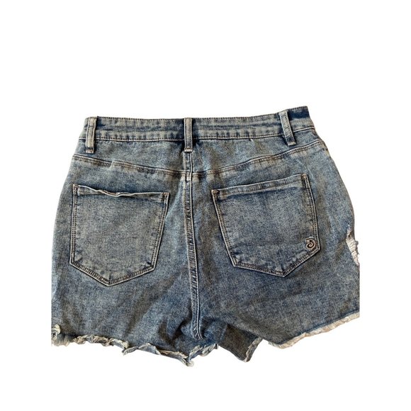 Indigo Rein Blue Jean Shorts Denim Women's Size 7 W27 Distressed Stone Wash - Picture 3 of 3
